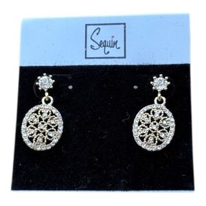 Nordstrom SEQUIN Sterling Silver 925 Rhodium Plated Post Back Dangle Earrings
